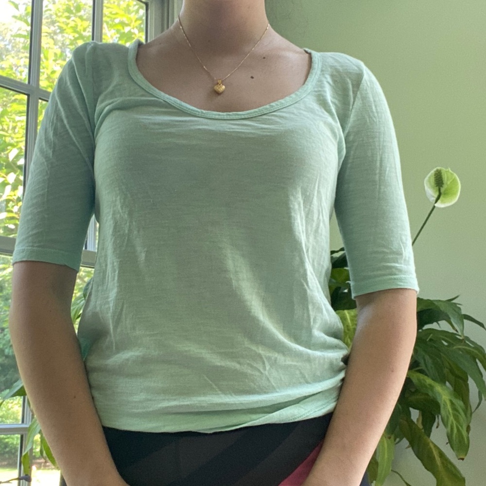 J Crew mint quarter-sleeve tee